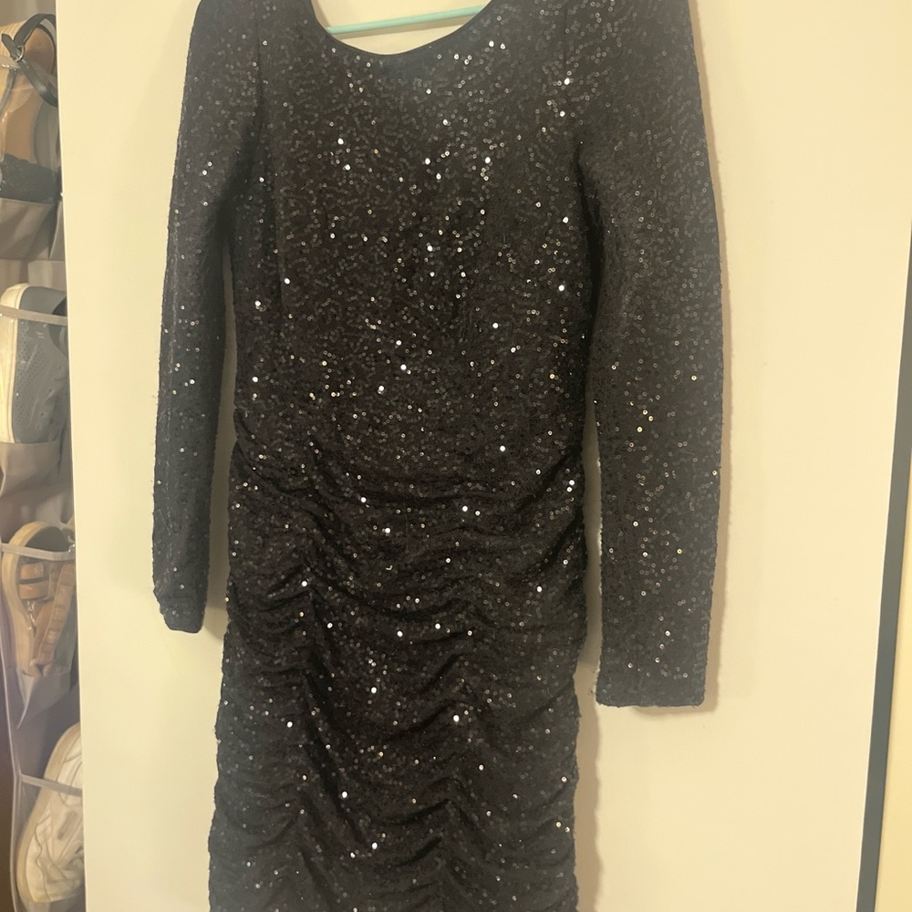 Aidan Mattox Elegant Black Sequin Gown